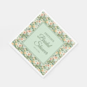 ミントピーチ水彩花のウェディングシャワー スタンダードランチョンナプキン (角)