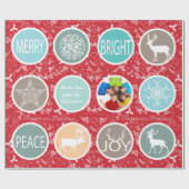 ミントファミリーフォトトナカイのクリスマス明メリーるい ラッピングペーパー (フラット)