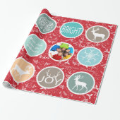 ミントファミリーフォトトナカイのクリスマス明メリーるい ラッピングペーパー (アンロールド)