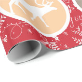 ミントファミリーフォトトナカイのクリスマス明メリーるい ラッピングペーパー (ロールコーナー)