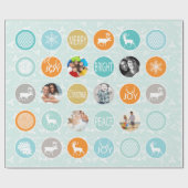 ミントファミリーフォトトナカイのクリスマス明メリーるい ラッピングペーパー (フラット)