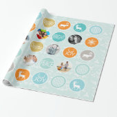 ミントファミリーフォトトナカイのクリスマス明メリーるい ラッピングペーパー (アンロールド)