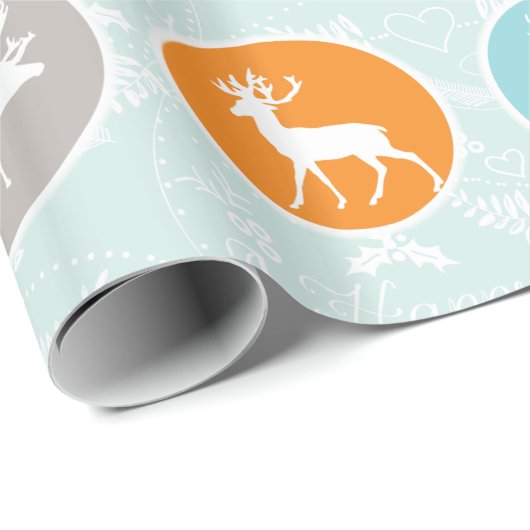 ミントファミリーフォトトナカイのクリスマス明メリーるい ラッピングペーパー (ロールコーナー)