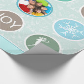 ミントファミリーフォトトナカイのクリスマス明メリーるい ラッピングペーパー (角)