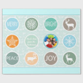 ミントファミリーフォトトナカイのクリスマス明メリーるい ラッピングペーパー (フラット)