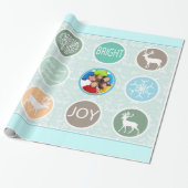 ミントファミリーフォトトナカイのクリスマス明メリーるい ラッピングペーパー (アンロールド)