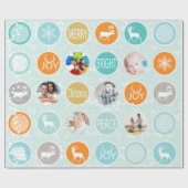 ミントファミリーフォトトナカイのクリスマス明メリーるい ラッピングペーパー (フラット)