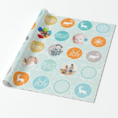 ミントファミリーフォトトナカイのクリスマス明メリーるい ラッピングペーパー (アンロールド)