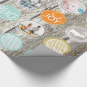 ミントファミリーフォトトナカイのクリスマス明メリーるい ラッピングペーパー (角)