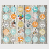 ミントファミリーフォトトナカイのクリスマス明メリーるい ラッピングペーパー (フラット)