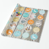 ミントファミリーフォトトナカイのクリスマス明メリーるい ラッピングペーパー (アンロールド)