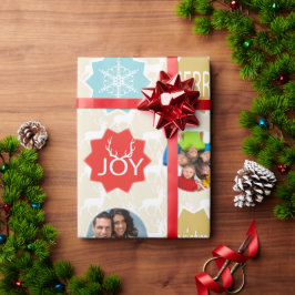 ミントファミリーフォトトナカイのクリスマス明メリーるい ラッピングペーパー