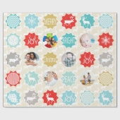 ミントファミリーフォトトナカイのクリスマス明メリーるい ラッピングペーパー (フラット)