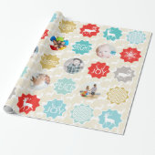 ミントファミリーフォトトナカイのクリスマス明メリーるい ラッピングペーパー (アンロールド)
