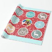 ミントファミリーフォトトナカイのクリスマス明メリーるい ラッピングペーパー (アンロールド)