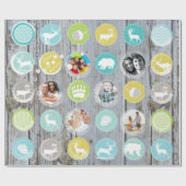 ミントファミリーフォトトナカイのクリスマス明メリーるい ラッピングペーパー (フラット)