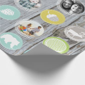 ミントファミリーフォトトナカイのクリスマス明メリーるい ラッピングペーパー (角)