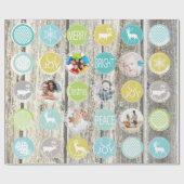 ミントファミリーフォトトナカイのクリスマス明メリーるい ラッピングペーパー (フラット)