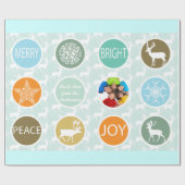 ミントファミリーフォトトナカイのクリスマス明メリーるい ラッピングペーパー (フラット)