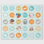 ミントファミリーフォトトナカイのクリスマス明メリーるい ラッピングペーパー (フラット)