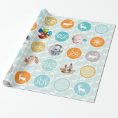 ミントファミリーフォトトナカイのクリスマス明メリーるい ラッピングペーパー (アンロールド)