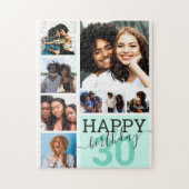 ミントファミリーフレンズフォトコラージュハッピーバースデー ジグソーパズル (縦)