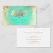 ミントフェイクグラディエントの金ゴールドフォイル蓮 名刺 (正面/裏面)