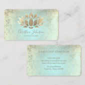 ミントフェイクグラディエントの金ゴールドフォイル蓮 名刺 (正面/裏面)