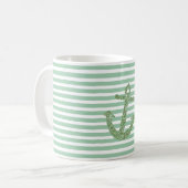 ミントフェイクグリッター航海のいかり コーヒーマグカップ (正面左)