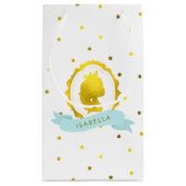 ミントフェイク金ゴールドカメオと紙吹雪ドット スモールペーパーバッグ (裏面)