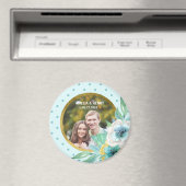 ミントフェイク金ゴールド、水彩フローラ結婚の写真 マグネット (インサイチュ (食洗機))