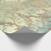 ミントフォキエ金ゴールド大理石光沢のあるメタリックストローク ラッピングペーパー (角)