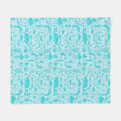 ミントフクロウ熊の鹿キツネウッドランド生き物パターン フリースブランケット (正面(横))