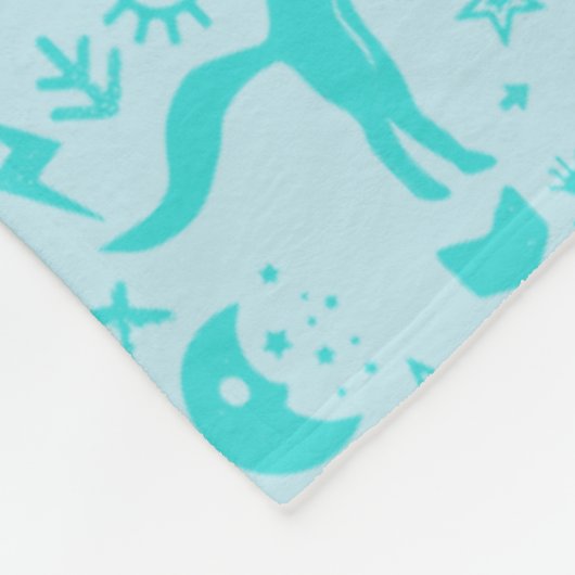 ミントフクロウ熊の鹿キツネウッドランド生き物パターン フリースブランケット (角)