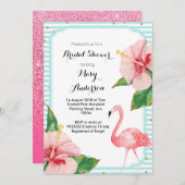 ミントフラミンゴブライダルシャワー招待状 招待状 (正面/裏面)