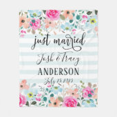 ミントフラワーたった今結婚しました発表 フリースブランケット (正面)