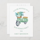 ミントフラワーズアンドスクーターボンボヤジパーティー インビテーションポストカード (正面/裏面)