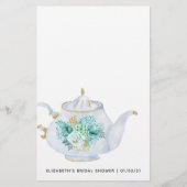 ミントフローラブライダルシャワーティーパーティービンゴ (裏面)