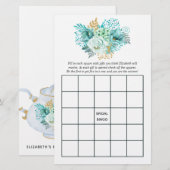ミントフローラブライダルシャワーティーパーティービンゴ (正面/裏面)