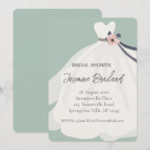 ミントフローラブライドガウンブライダルシャワー 招待状 (正面/裏面)