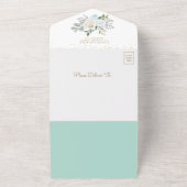 ミントフローラホットエアバルーンエレファントベビーシャワー オールインワン招待状 (外側)