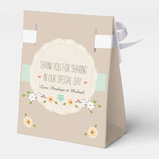 ミントフローラボー結婚式の引き出物箱 フェイバーボックス (裏面サイド)