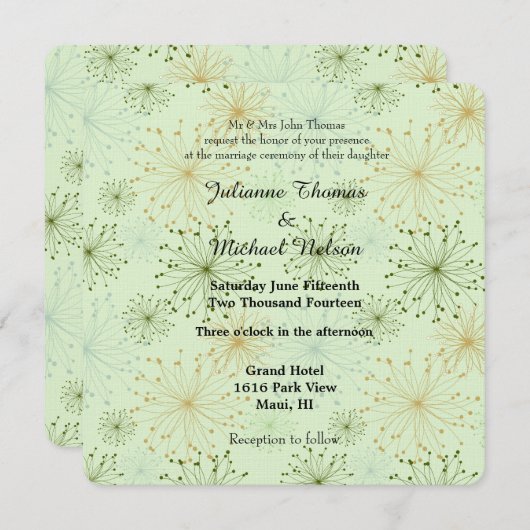 ミントフローラ結婚ウィムシー 招待状 (正面/裏面)