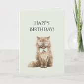 ミントブラウンのクールな猫のメガネの誕生日 カード (正面)