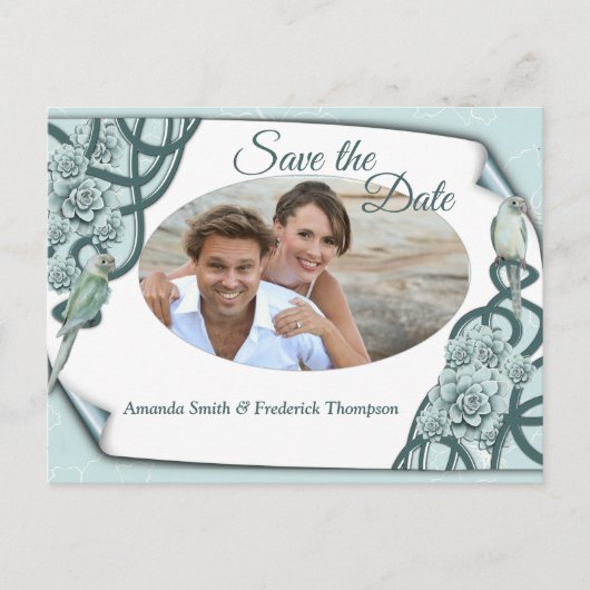 ミントブルーの水に富んだ多肉類/パイングリーン 案内ポストカード (正面)