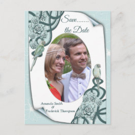 ミントブルーの水に富んだ多肉類/パイングリーン 案内ポストカード