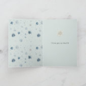 ミントブルーの雪の結晶と雪だるまのクリスマス カード (内部)