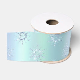 ミントブルークリスマススノーフレーク グログランリボン
