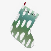 ミントブルーグラデーションフェザー ラージクリスマスストッキング (正面 (吊り時))