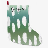 ミントブルーグラデーションフェザー ラージクリスマスストッキング (正面)